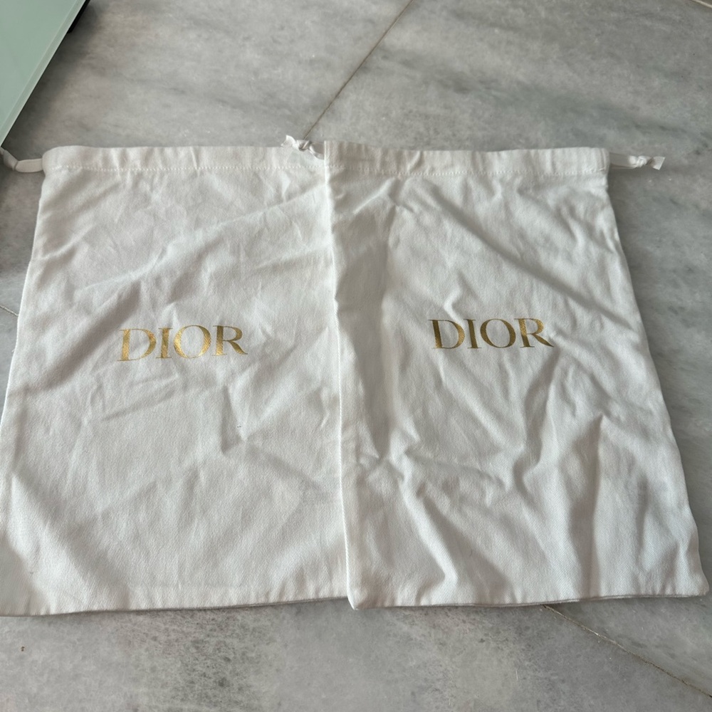 Dior White and Gold Dust Bag